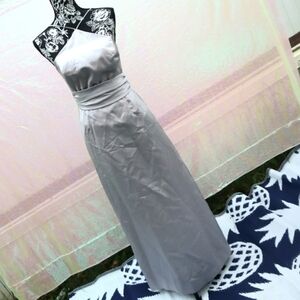 SILVER PROM DRESS 4 Nicole Miller Satin Bow Classic Elegant Bridesmaid Formal